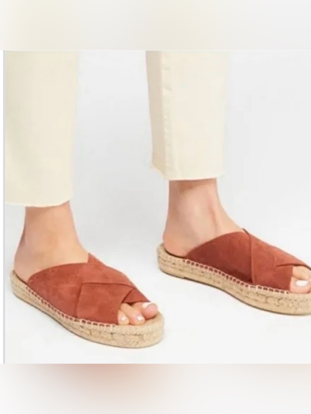 Free People Tuscan Suede Crossover Espadrille Slide Sandals - Rust